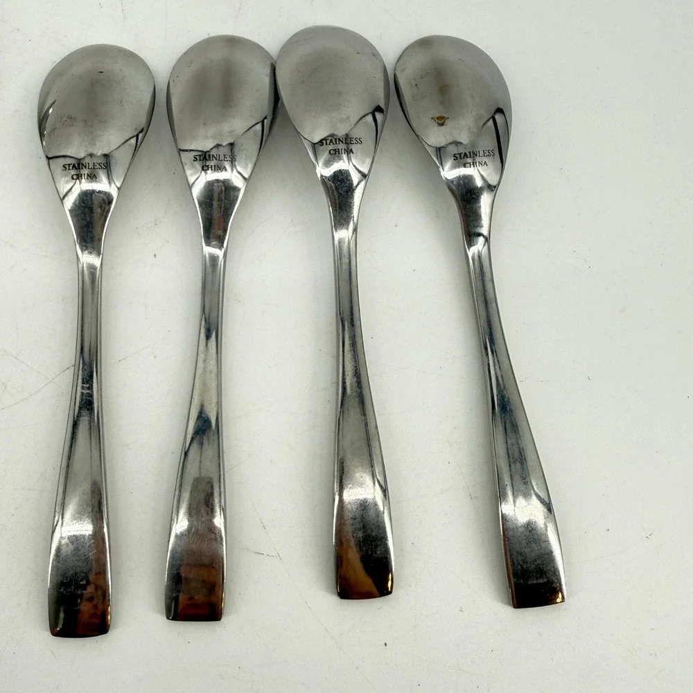 Studio William Spoon 4pc Silver Stainless Steel Modern Square Handle Flatware